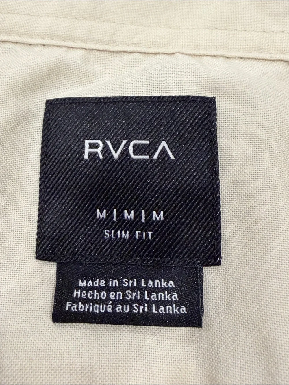 RVCA Men’s Medium Slim Fit Short Sleeve Button Down Shirt Cream - Picture 3 of 3
